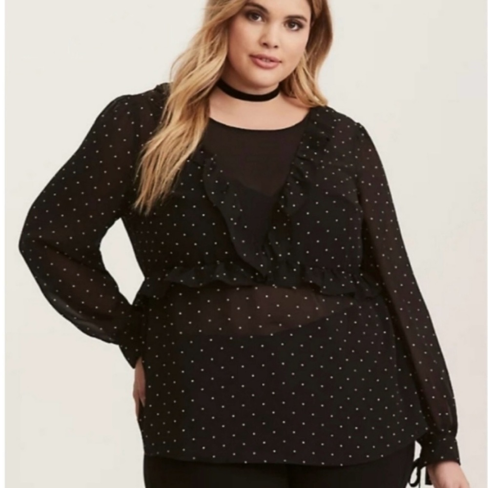 🖤 STYLE TRENDS 🖤 Torrid SHEER BOHO polka dot blouse 🖤